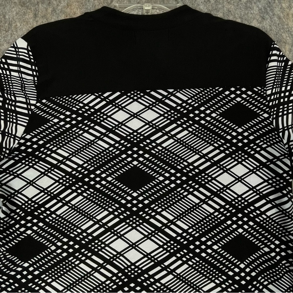 Diana Bell Black White Diagonal Print Office Attire Polished Casual Top - Sz M - Picture 11 of 16